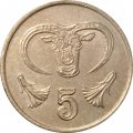 Кипр 5 центов 1990 год - Голова быка