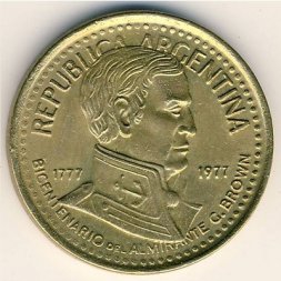 Аргентина 10 песо 1977 год - 200 лет со дня рождения Гильермо Брауна