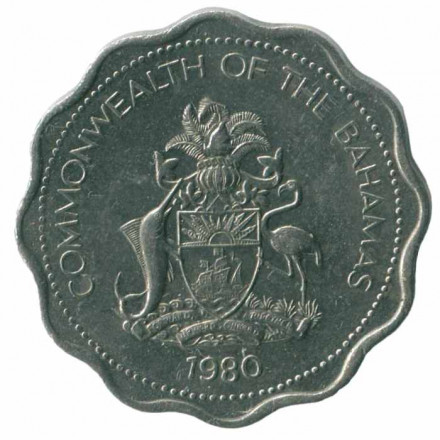Багамские острова 10 центов 1980 год (без отметки МД)