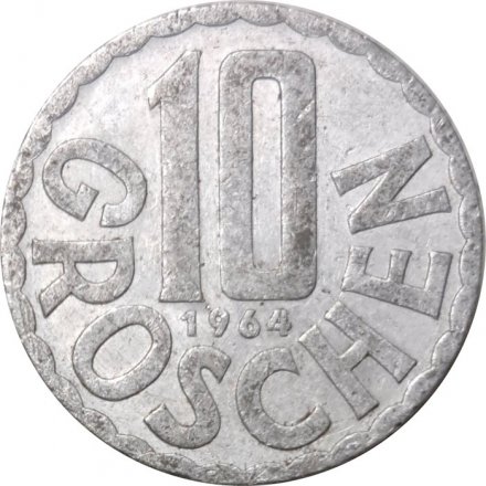 Австрия 10 грошей 1964 год