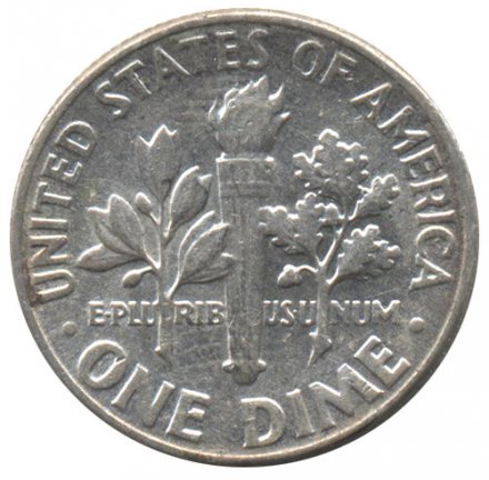 США 1 дайм (10 центов) 1958 год - Франклин Рузвельт (без отметки МД)
