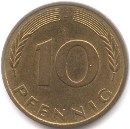 ФРГ 10 пфеннигов 1987 год - J