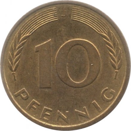 ФРГ 10 пфеннигов 1987 год - J