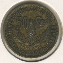 Монета Камерун 50 сентим 1924 год
