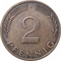 ФРГ 2 пфеннига 1975 год (F)