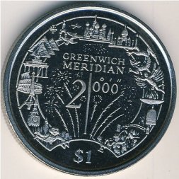 Либерия 1 доллар 2000 год - Гринвичский меридиан