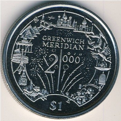 Либерия 1 доллар 2000 год - Гринвичский меридиан
