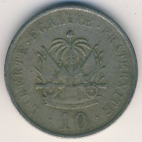 Монета Гаити 10 сентим 1906 год