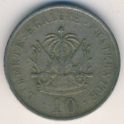 Монета Гаити 10 сентим 1906 год