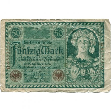 Германия (Веймарская Республика) 50 марок 1920 год - F