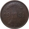 Веймарская республика 1 рейхспфенниг 1931 год (A)