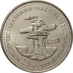 Канада 25 центов 1992 год - Северо-Западные территории