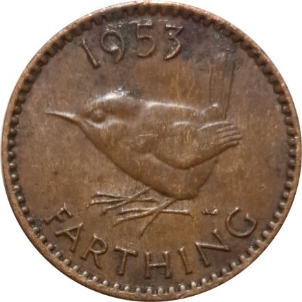 Великобритания 1 фартинг 1953 год - Крапивник - F