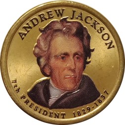 США 1 доллар 2008 год (D) - 7-ой Президент США - Эндрю Джексон (цветная эмаль)