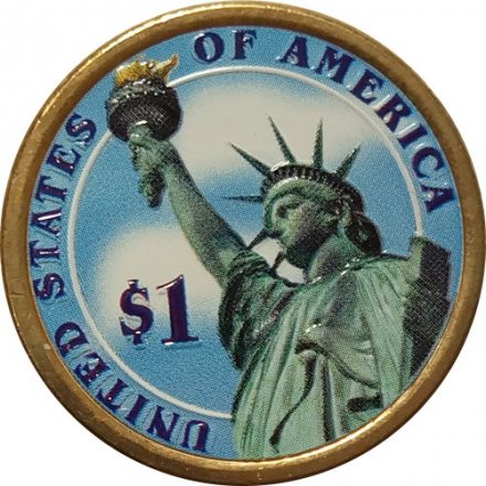 США 1 доллар 2008 год (D) - 7-ой Президент США - Эндрю Джексон (цветная эмаль)