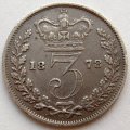 Великобритания 3 пенса 1878 год - Королева Виктория