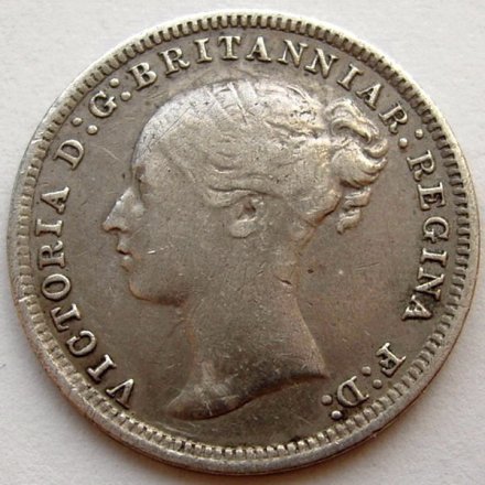 Великобритания 3 пенса 1878 год - Королева Виктория