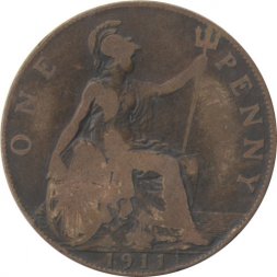 Великобритания 1 пенни 1911 год - Король Георг V