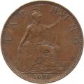 Великобритания 1 фартинг 1929 год