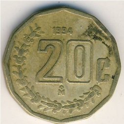 Мексика 20 сентаво 1994 год