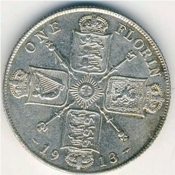 Великобритания 2 шиллинга (1 флорин) 1913 год