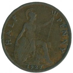 Великобритания 1/2 пенни 1927 год - Король Георг V