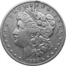 США 1 доллар 1884 год - Морган (без отметки монетного двора)