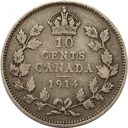 Канада 10 центов 1914 год