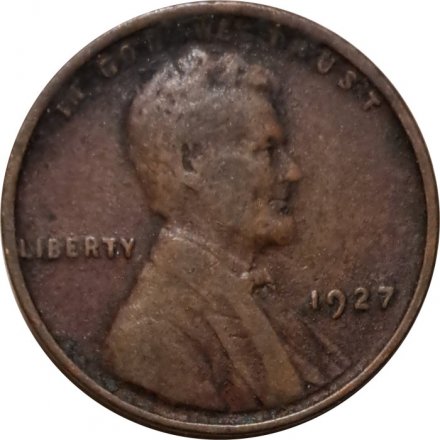 США 1 цент 1927 год - Wheat Penny, Линкольн (без отметки МД)