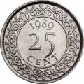 Суринам 25 центов 1989 год