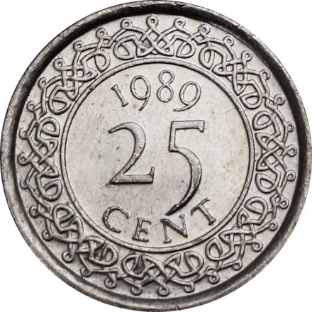 Суринам 25 центов 1989 год