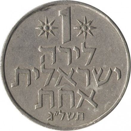 Израиль 1 лира 1973 год (без звезды Давида на аверсе)