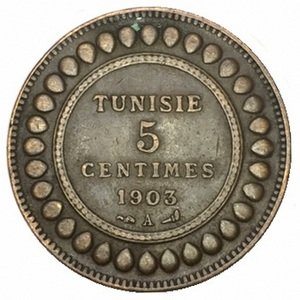 Тунис 5 сантимов 1903 год