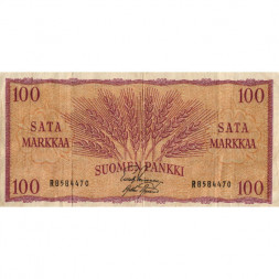 Финляндия 100 марок 1957 год (подписи: Лейнонен, Аспелунд) - VF