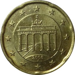 Германия 20 евроцентов 2008 год (J)