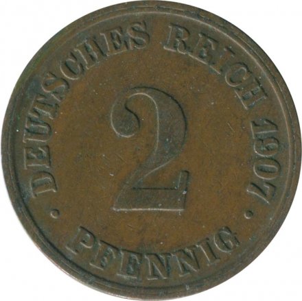 Германия 2 пфеннига 1907 год (D)