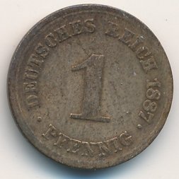 Германия 1 пфенниг 1887 год