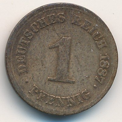 Германия 1 пфенниг 1887 год