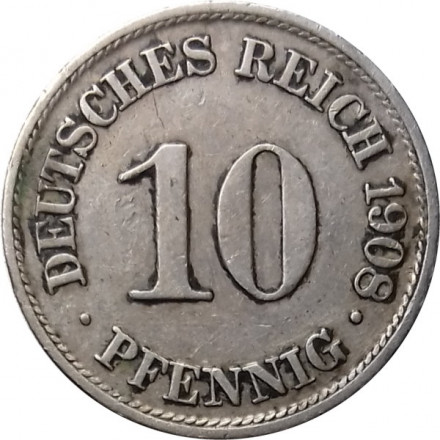 Германия 10 пфеннигов 1908 год (A)