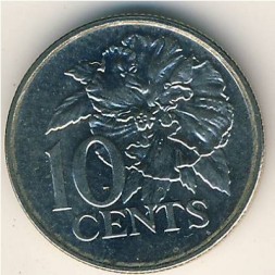 Монета Тринидад и Тобаго 10 центов 1990 год