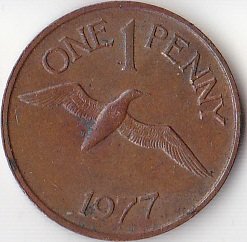 Гернси 1 пенни 1977 год Птица