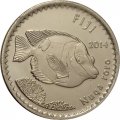 Фиджи 5 центов 2014 год - Лисица жёлтая (Siganus vulpinus) - UNC