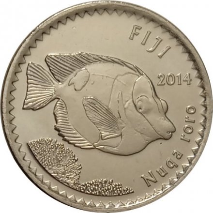 Фиджи 5 центов 2014 год - Лисица жёлтая (Siganus vulpinus) - UNC
