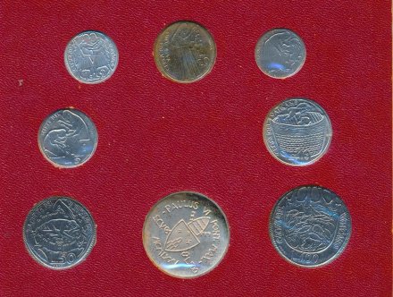 Набор из 8 монет Ватикана 1975 года - Папа Павел VI. Лето Господне