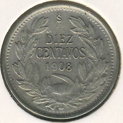 Чили 10 сентаво 1908 год