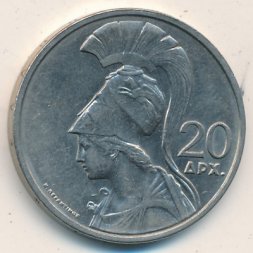 Греция 20 драхм 1973 год - Афина. Феникс