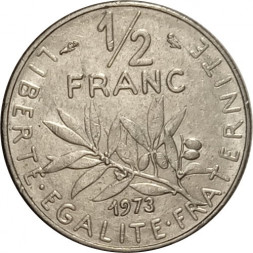 Франция 1/2 франка 1973 год