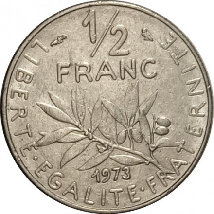 Франция 1/2 франка 1973 год