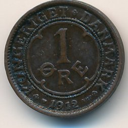 Дания 1 эре 1912 год