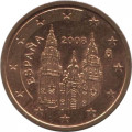 Испания 2 евроцента 2008 год - Кафедральный собор Сантьяго-де-Компостела